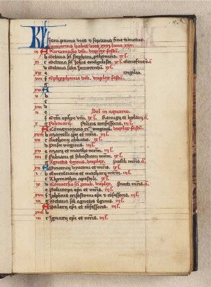 [Liturgisches Kalendar des Caecilienklosters. Kalenderverse]