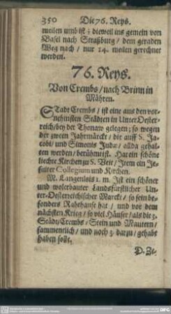 76. Reys. Von Crembs, nach Brinn in Mähren