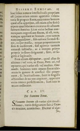 Cap. IV. De Summo Bono.