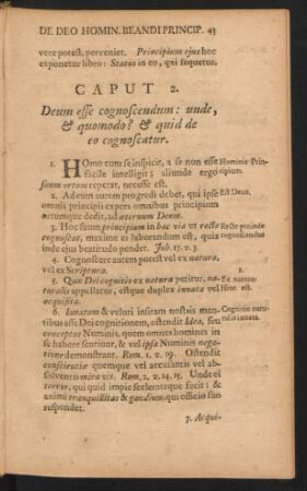 Caput 2. Deum esse cognoscendum: unde, & quomodo? & quid de eo cognoscatur.