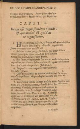 Caput 2. Deum esse cognoscendum: unde, & quomodo? & quid de eo cognoscatur.