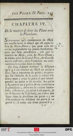 Chapitre IV. De la maniere de lever les Plans avec la Planchette