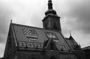 Zagreb, Agram: St. Markuskirche, Wappen im Kirchendach