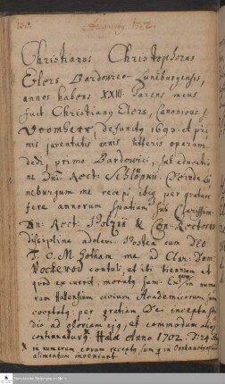 Lebenslauf von Christian Christoph Elers.