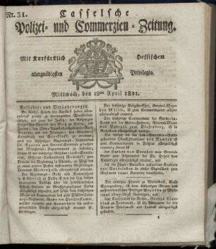 Nr. 31, Mittwoch den 18ten April. 1821
