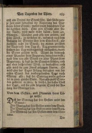 Von den Gestirn, und Planeten derer Täge wisse: