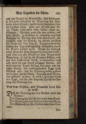 Von den Gestirn, und Planeten derer Täge wisse: