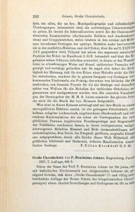262-263 [Rezension] Johner, Dominicus, Grosse Choralschule