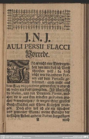 Auli Persii Flacci Vorrede