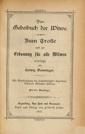 Das Gebetbuch der Wittwe