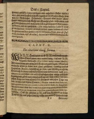 Caput V. De citatione ejusq forma.