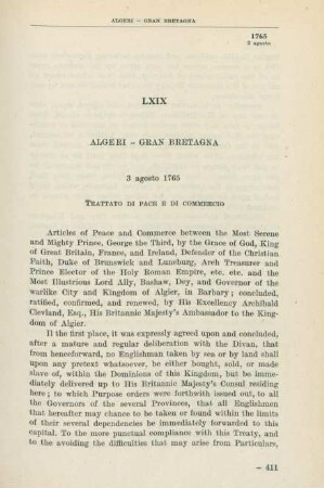 LXIX Algeri - Gran Bretagna 3 agosto 1765