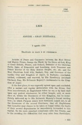 LXIX Algeri - Gran Bretagna 3 agosto 1765