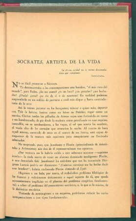 Socrates, artista de la vida