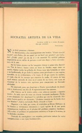 Socrates, artista de la vida