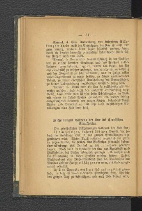 Erscheinungen während der Kur bei chronischen Krankheiten.