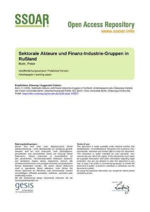 Sektorale Akteure und Finanz-Industrie-Gruppen in Rußland