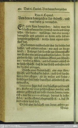 Das 16. Capitel. Von denen kennzeichen der kröpffe, und was dabey zu vermuthen