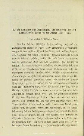 I.2. Die Bewegung und Abhängigkeit der Holzpreise auf dem Cunnersdorfer Revier in den Jahren 1860-1873