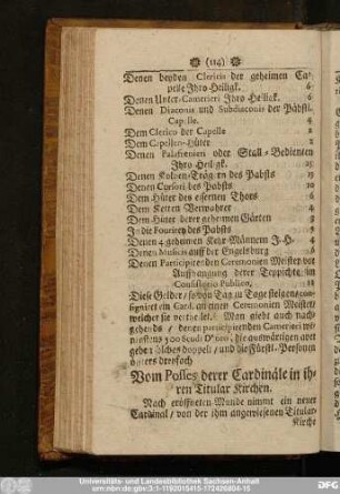 Vom Posses derer Cardinäle in ihren Titular Kirchen.