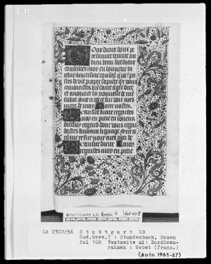 Lateinisch-französisches Stundenbuch (Livre d'heures) — Initiale D und zwei Initialen B; Vollbordüre, Folio 10recto