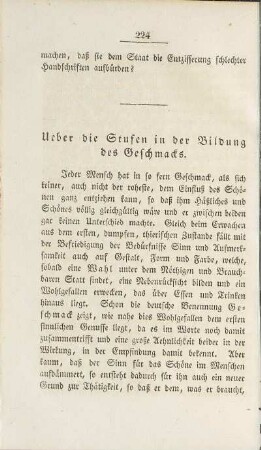 Ueber die Stufen in der Bildung des Geschmacks