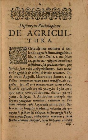 Discursus philologicus de agricultura