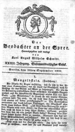 37. Stueck, 16. September 1833