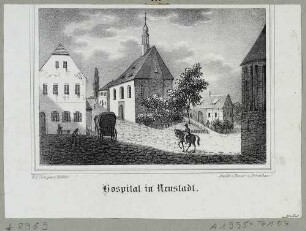 Das Hospital (Krankenhaus) in Neustadt in Sachsen, aus Sachsens Kirchen-Galerie von Hermann Schmidt Bd. 4 1840