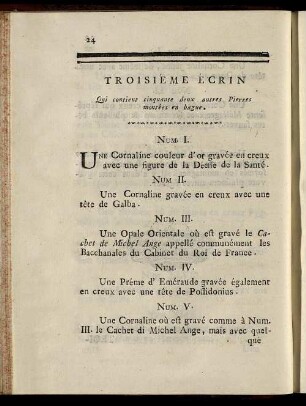 Troisiéme Écrin Qui contient cinquante deux autres Pierres montées en bague