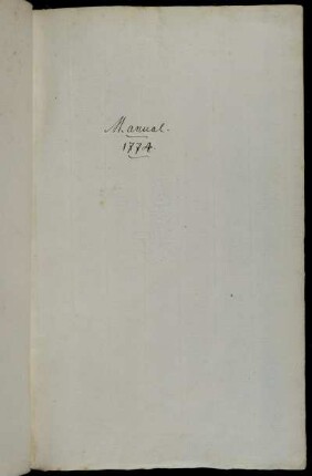 Manual. 1774., Göttingen, 1774 : Manual 1774