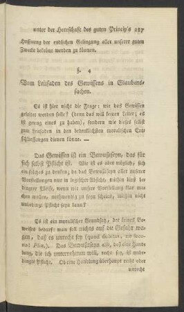 §. 4 Vom Leitfaden des Gewissens in Glaubenssachen