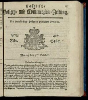 41tes Stueck, Montag den 5ten October 1801