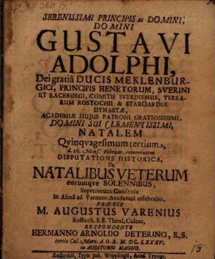 Disp. de natalibus Veterum ...