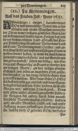 (52.) Zu Memmingen. Auff das Frieden-Fest, Anno 1681