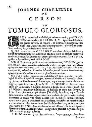 Joannes Charlierus De Gerson In Tumulo Gloriosus.
