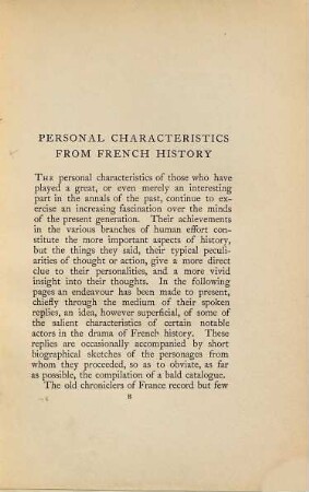 Personal characteristics from French history