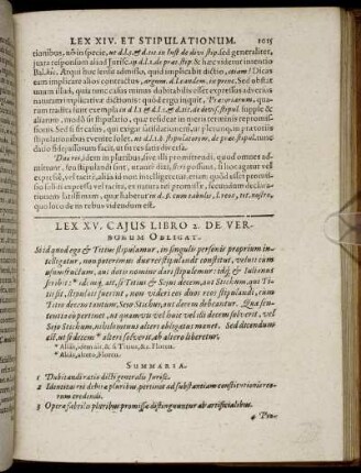Lex XV. Cajus Libro 2. De Verborum Obligat. Si id, quod ego ...