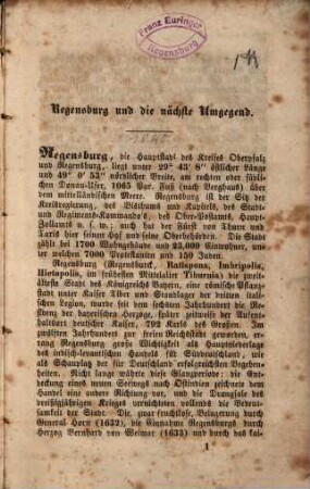 Regensburg und die nächste Umgegend