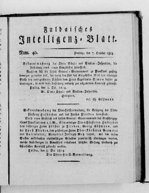 Num. 40, Ausgabe vom 7. Oktober 1814