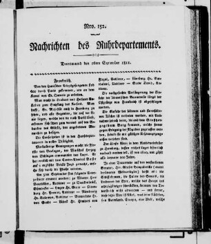 Nachrichten des Ruhrdepartements