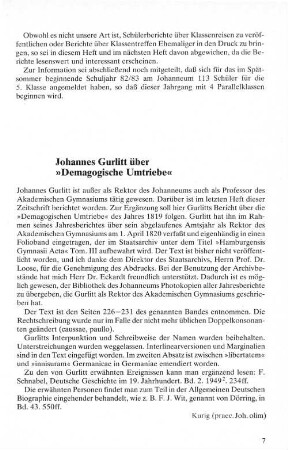 Johannes Gurlitt über "Demagogische Umtriebe"