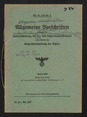 Vorschriften für die Pflege der Maschinenanlagen auf den Schiffen der Kriegsmarine