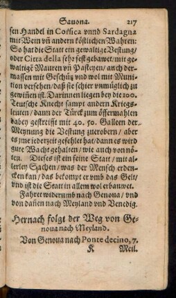 Hernach folgt der Weg von Genova nach Meyland.