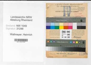 Entnazifizierung Heinrich Wallmeyer , geb. 15.03.1894 (Schlosser)