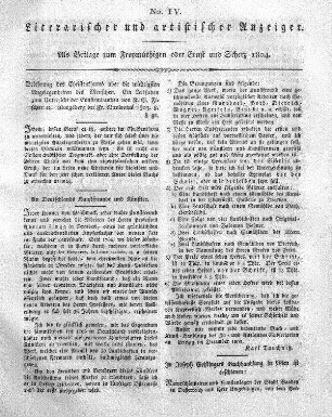Literarischer und artistischer Anzeiger, No. IV.