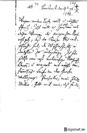 91: Brief von Friedrich Gottlieb Klopstock an Anna Maria (die Mutter) Klopstock