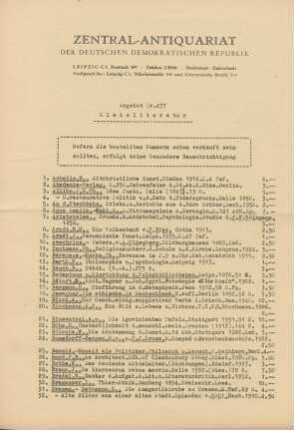 Nr. 477: Kleinliteratur
