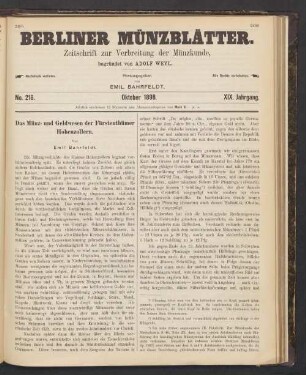 No. 218. Oktober 1898