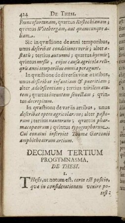 Decimum Tertium Progymnasma, De Thesi